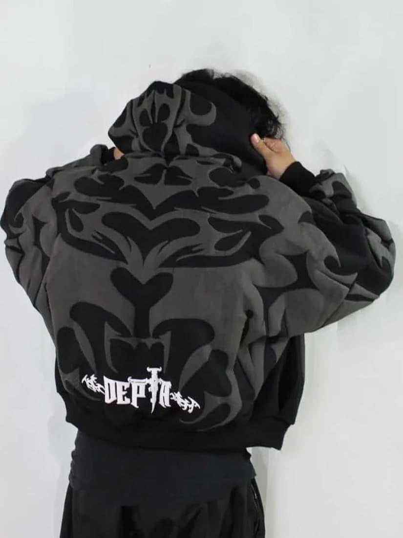 UrbanAura.Co – EXOTIX Depth Hoodie – Y2K Tribal Oversized Streetwear Essential