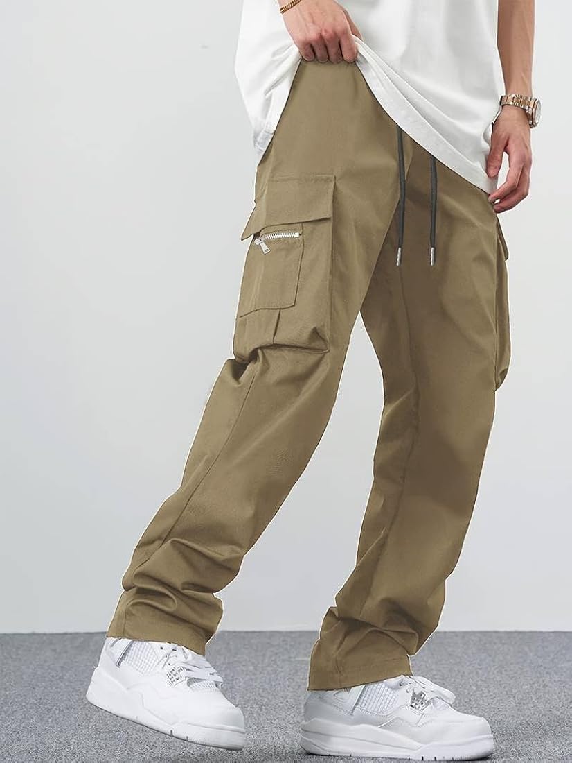 UrbanAura.Co Techwear Cargo Pants – Baggy Streetwear Fit | Hip-Hop Drawstring Pants for Men