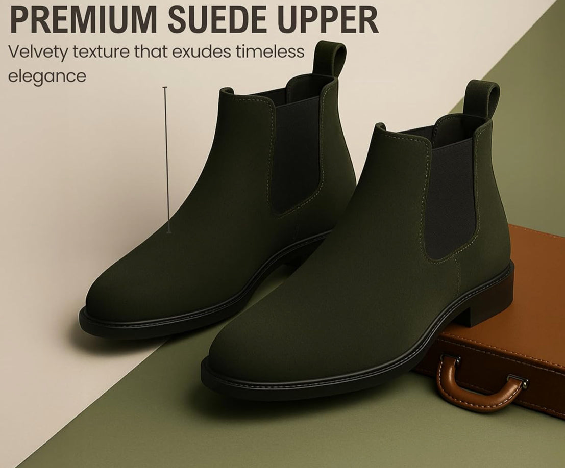 UrbanAura Suede Chelsea Boots for Men | Premium Slip-On | Comfortable High-Top Casual & Party Wear Footwear