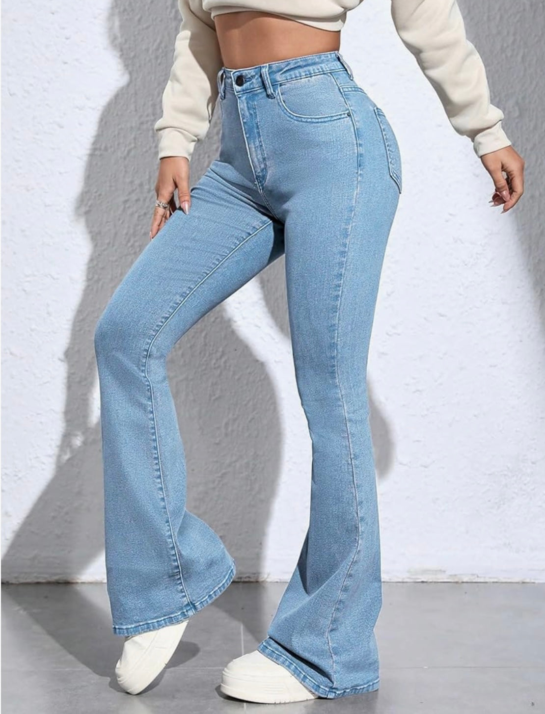 UrbanAura.Co Solid Low Waist Bootcut Denim Jeans for Women & Girls