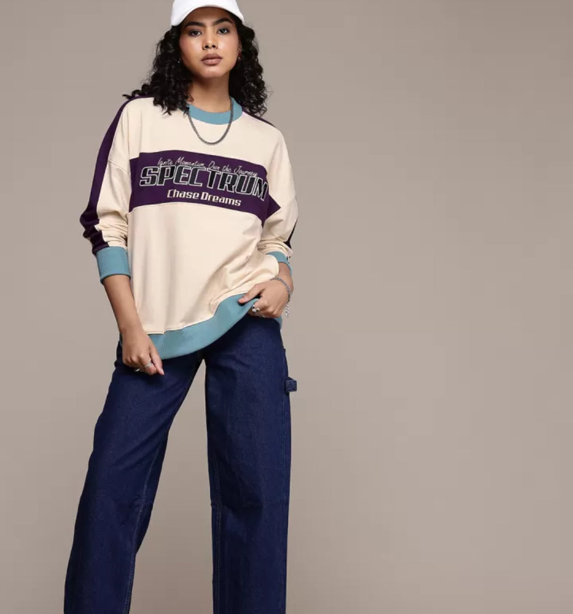 UrbanAura.Co – Typography Embroidered Oversized Sweatshirt (Roadster Life Co.)