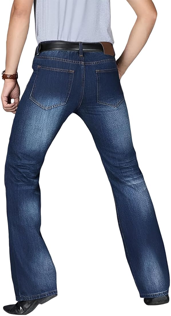 UrbanAura.Co- Ben Martin Men’s Retro Bell Bottom Jeans | Bootcut Wide Leg Denim | High Waist Flared Fit