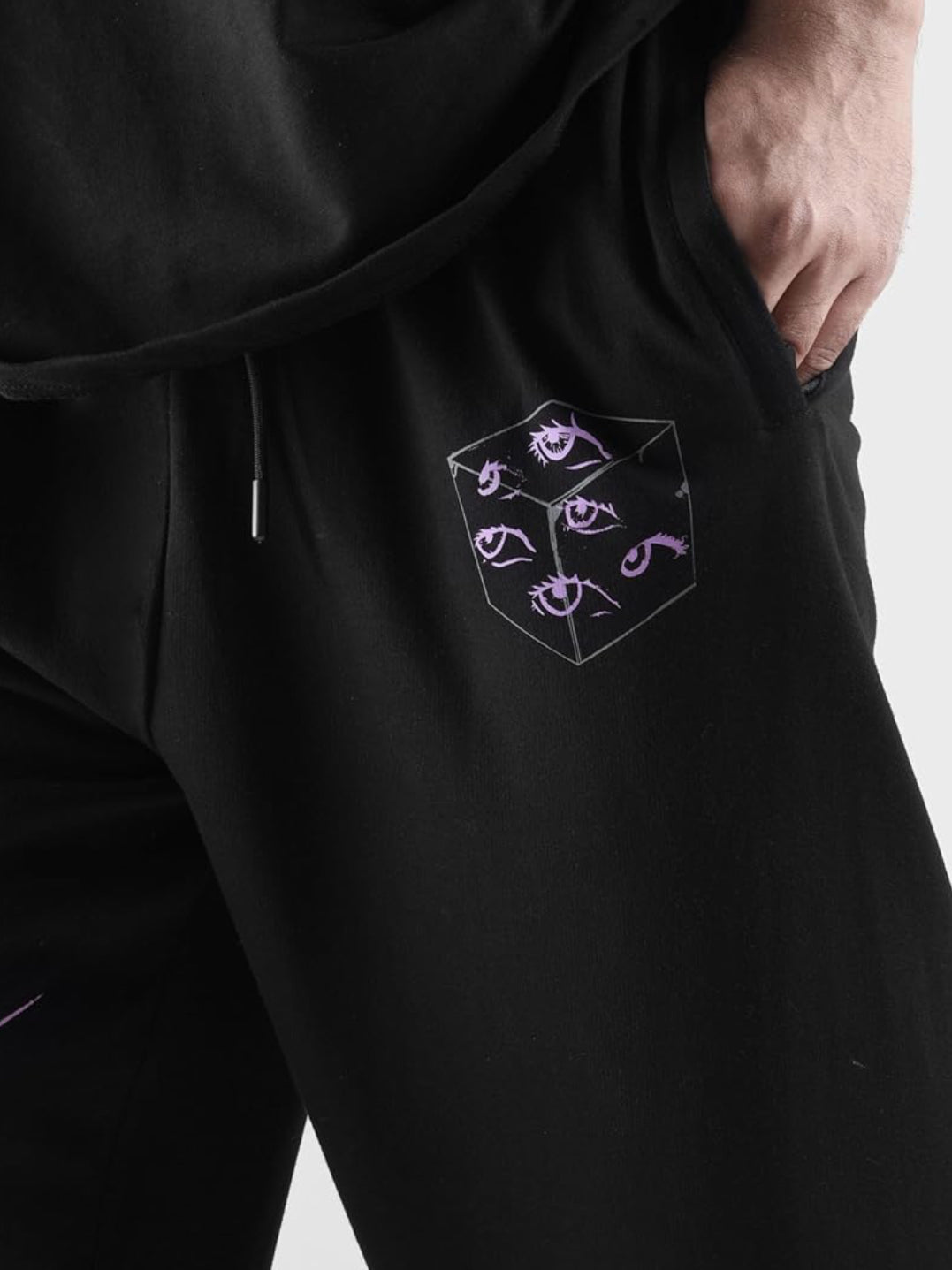 UrbanAura.Co | Unisex Jujutsu Kaisen Anime Joggers | Hollow Purple Print | Baggy Fit Track Pants (Original by ComicSense.xyz)