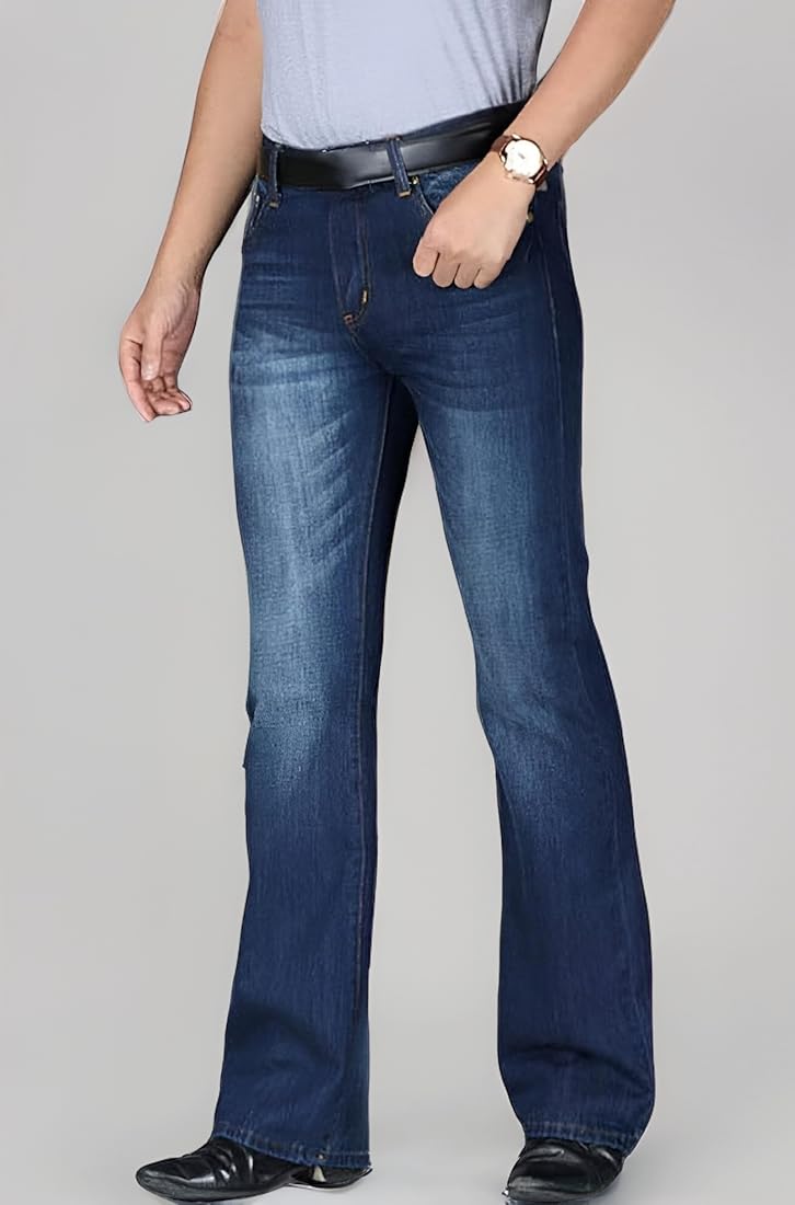 UrbanAura.Co- Ben Martin Men’s Retro Bell Bottom Jeans | Bootcut Wide Leg Denim | High Waist Flared Fit