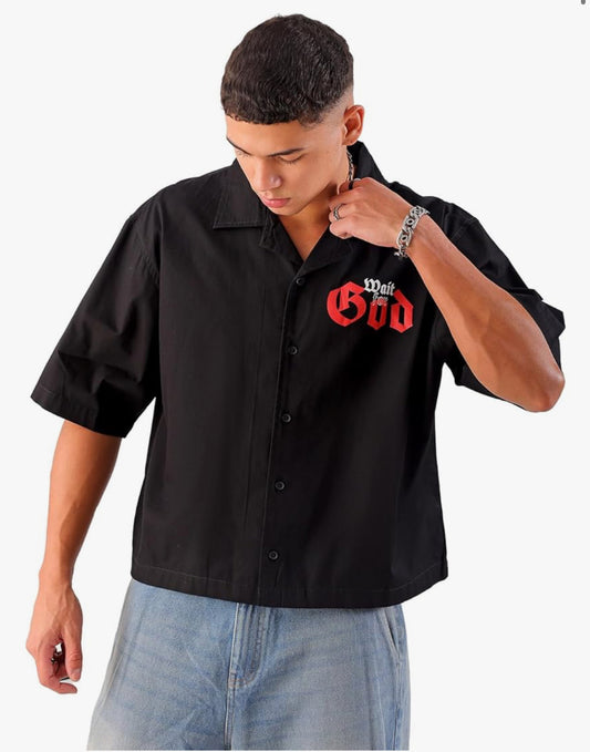 UrbanAura.Co | The Indian Garage Co. Cotton Boxy Fit Graphic Cuban Collar Shirt – Cropped Streetwear