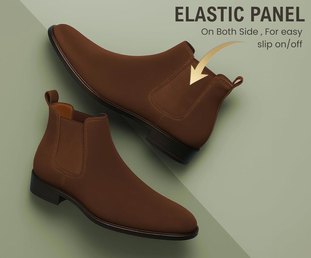 UrbanAura Suede Chelsea Boots for Men | Premium Slip-On | Comfortable High-Top Casual & Party Wear Footwear