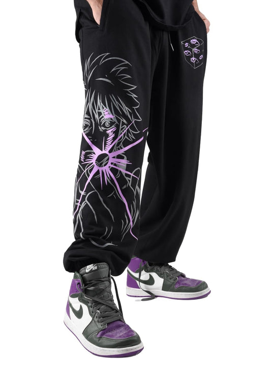 UrbanAura.Co | Unisex Jujutsu Kaisen Anime Joggers | Hollow Purple Print | Baggy Fit Track Pants (Original by ComicSense.xyz)