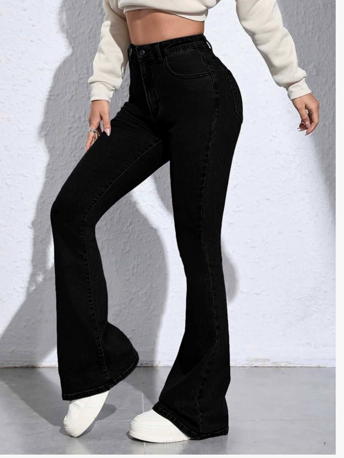 UrbanAura.Co Solid Low Waist Bootcut Denim Jeans for Women & Girls