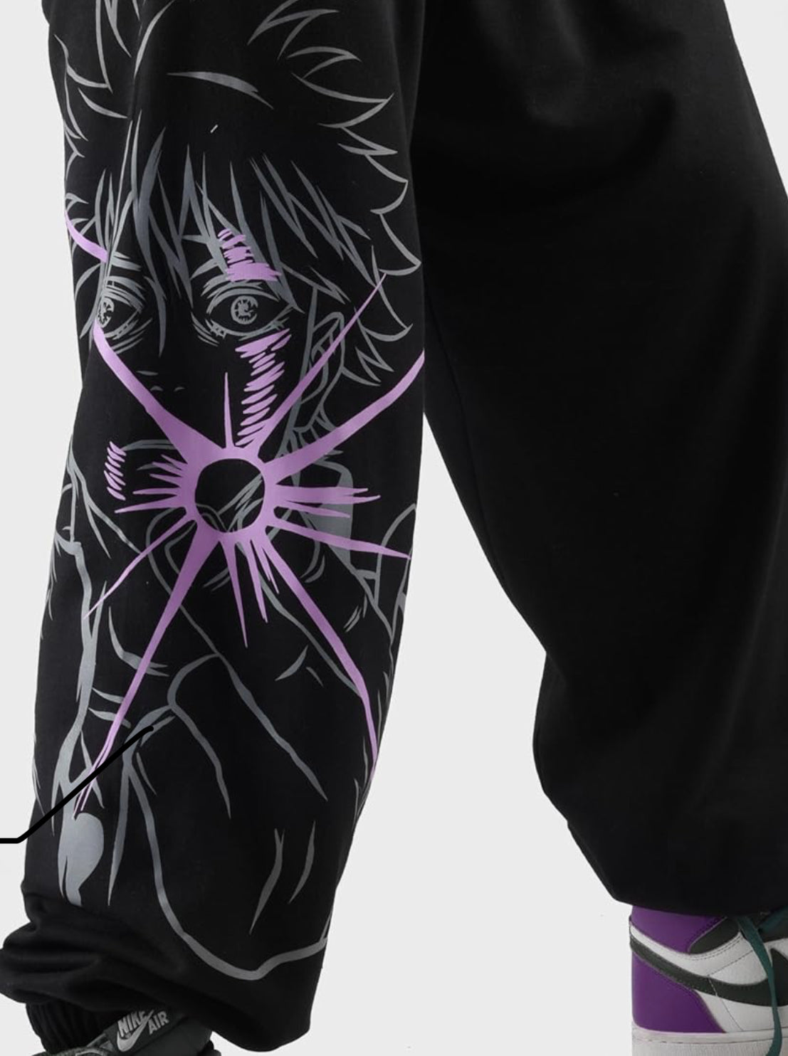 UrbanAura.Co | Unisex Jujutsu Kaisen Anime Joggers | Hollow Purple Print | Baggy Fit Track Pants (Original by ComicSense.xyz)