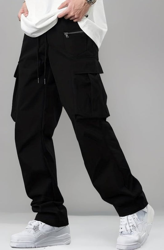 UrbanAura.Co Techwear Cargo Pants – Baggy Streetwear Fit | Hip-Hop Drawstring Pants for Men