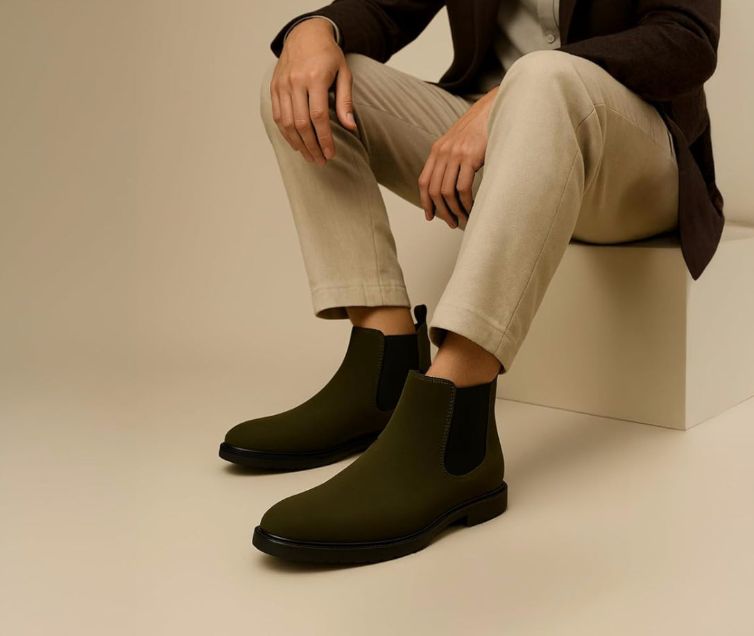 UrbanAura Suede Chelsea Boots for Men | Premium Slip-On | Comfortable High-Top Casual & Party Wear Footwear