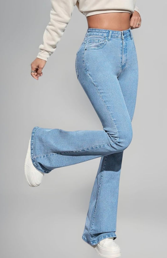 UrbanAura.Co Solid Low Waist Bootcut Denim Jeans for Women & Girls