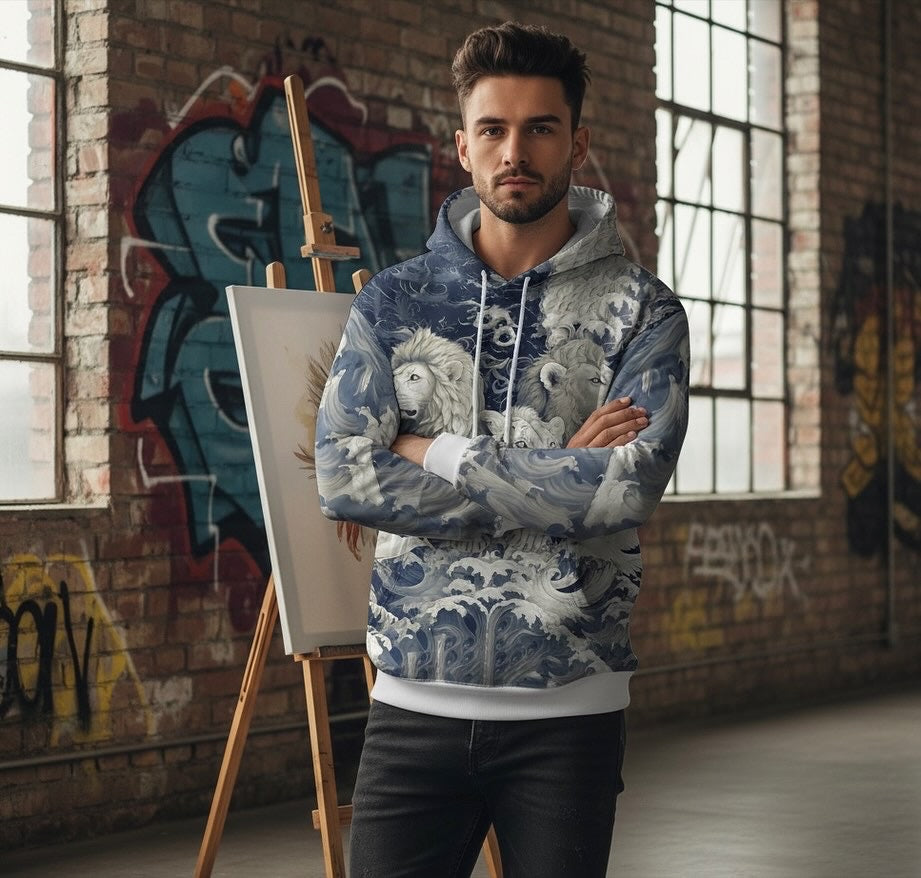UrbanAura.Co Throne of Waves Printed Hoodie | Premium Oversized Streetwear