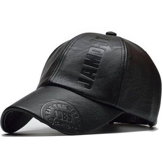 UrbanAura.Co Gildman Black PU Leather Cap – Timeless Street Style, Bold & Sophisticated