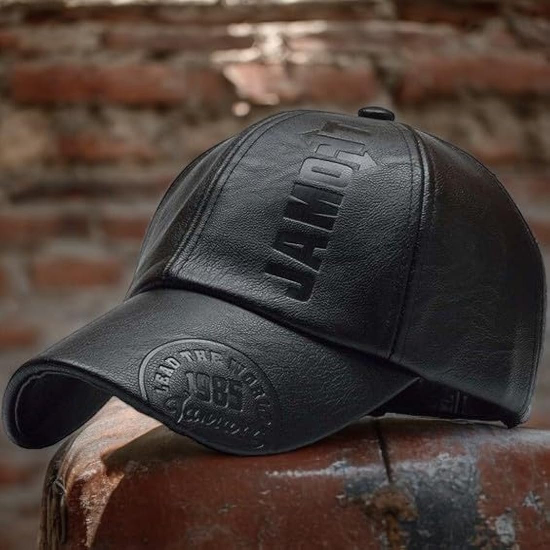 UrbanAura.Co Gildman Black PU Leather Cap – Timeless Street Style, Bold & Sophisticated