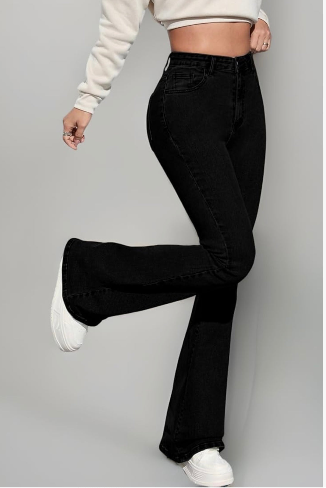 UrbanAura.Co Solid Low Waist Bootcut Denim Jeans for Women & Girls