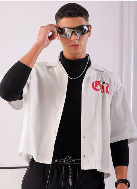 UrbanAura.Co | The Indian Garage Co. Cotton Boxy Fit Graphic Cuban Collar Shirt – Cropped Streetwear