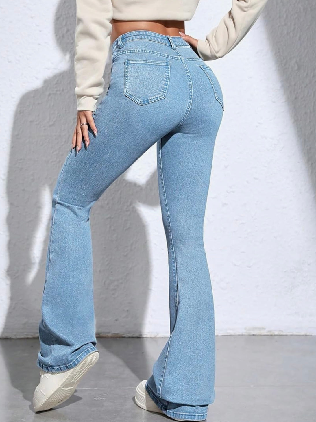 UrbanAura.Co Solid Low Waist Bootcut Denim Jeans for Women & Girls