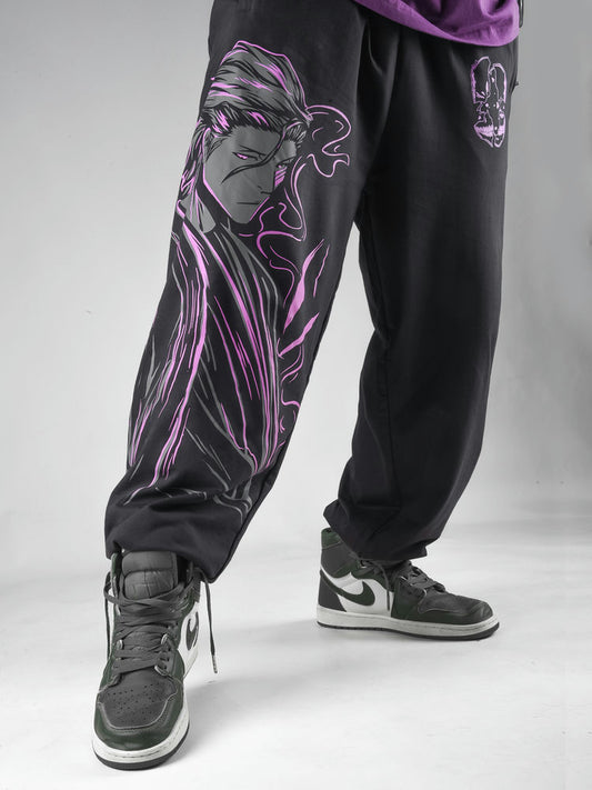 UrbanAura.Co Bleach Aizen Anime Joggers – Oversized Streetwear Cotton Track Pants for Men