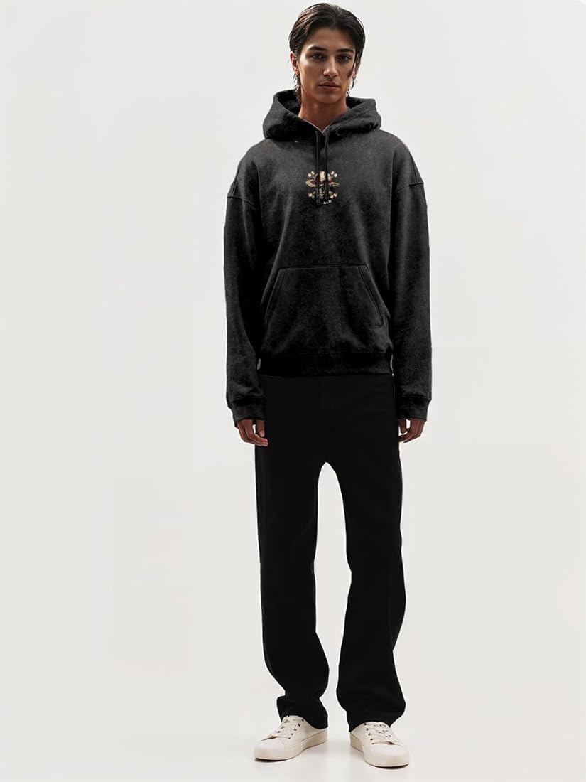 UrbanAura.Co x CrazyMonk Men’s Cotton Printed Oversized “Mugiwara - King of Pirates” Hoodie | One Piece Inspired Streetwear