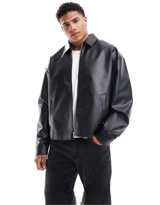 UrbanAura.Co | Urban Classic Black PU Leather Jacket for Men – Sleek, Stylish & Street-Ready