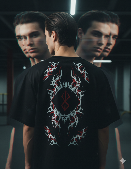 UrbanAura.Co Berserk Black Oversized T-Shirt – Dark Streetwear Aesthetic | Unleash the Inner Madness