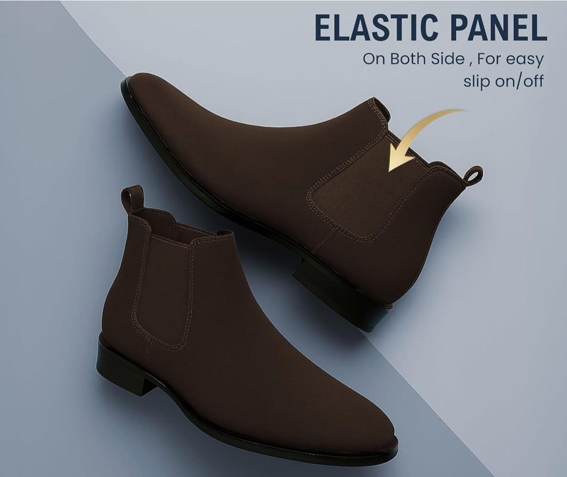 UrbanAura Suede Chelsea Boots for Men | Premium Slip-On | Comfortable High-Top Casual & Party Wear Footwear