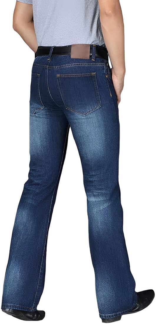 UrbanAura.Co- Ben Martin Men’s Retro Bell Bottom Jeans | Bootcut Wide Leg Denim | High Waist Flared Fit