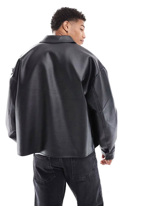 UrbanAura.Co | Urban Classic Black PU Leather Jacket for Men – Sleek, Stylish & Street-Ready