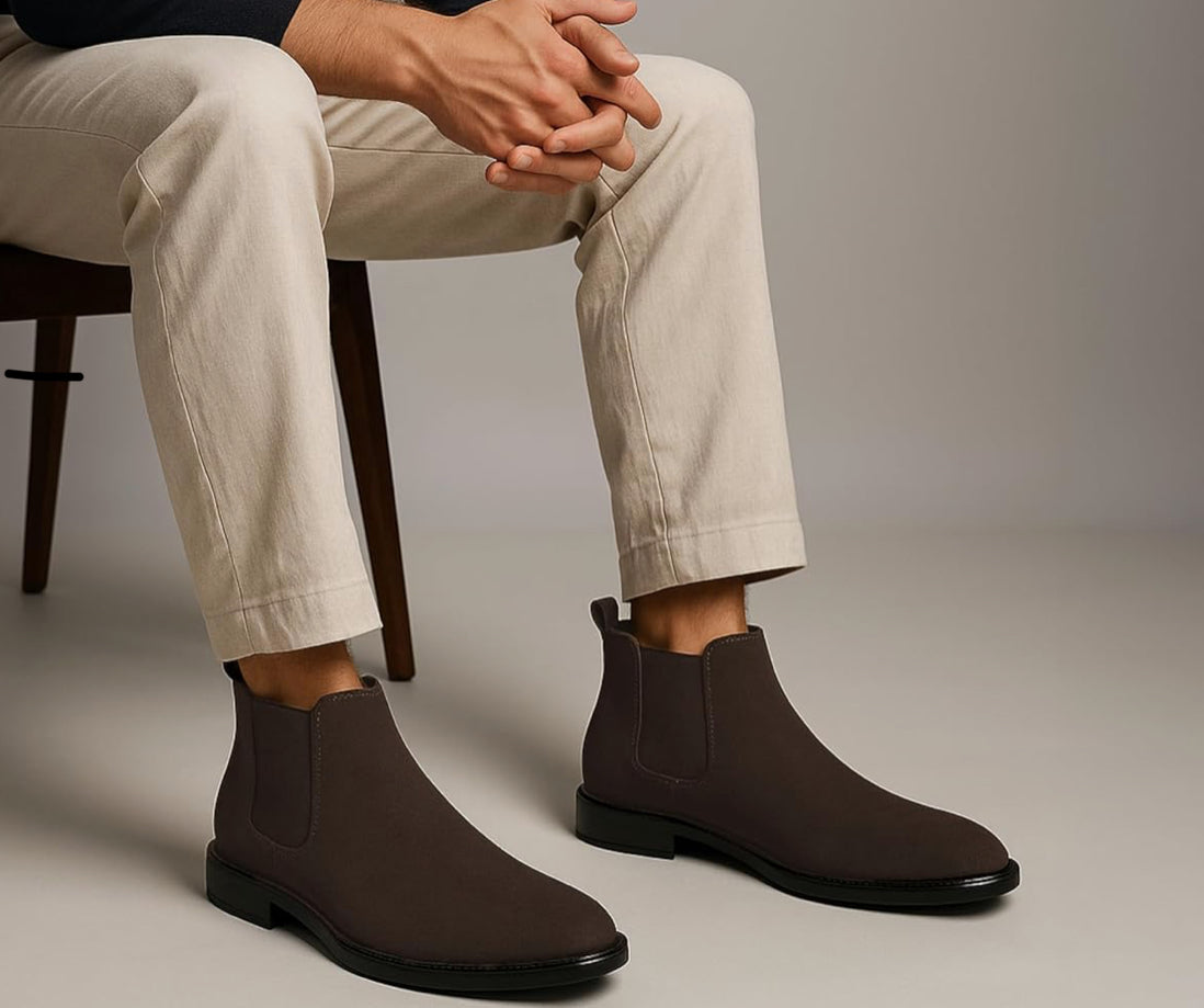 UrbanAura Suede Chelsea Boots for Men | Premium Slip-On | Comfortable High-Top Casual & Party Wear Footwear