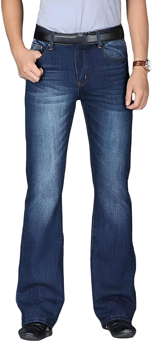 UrbanAura.Co- Ben Martin Men’s Retro Bell Bottom Jeans | Bootcut Wide Leg Denim | High Waist Flared Fit