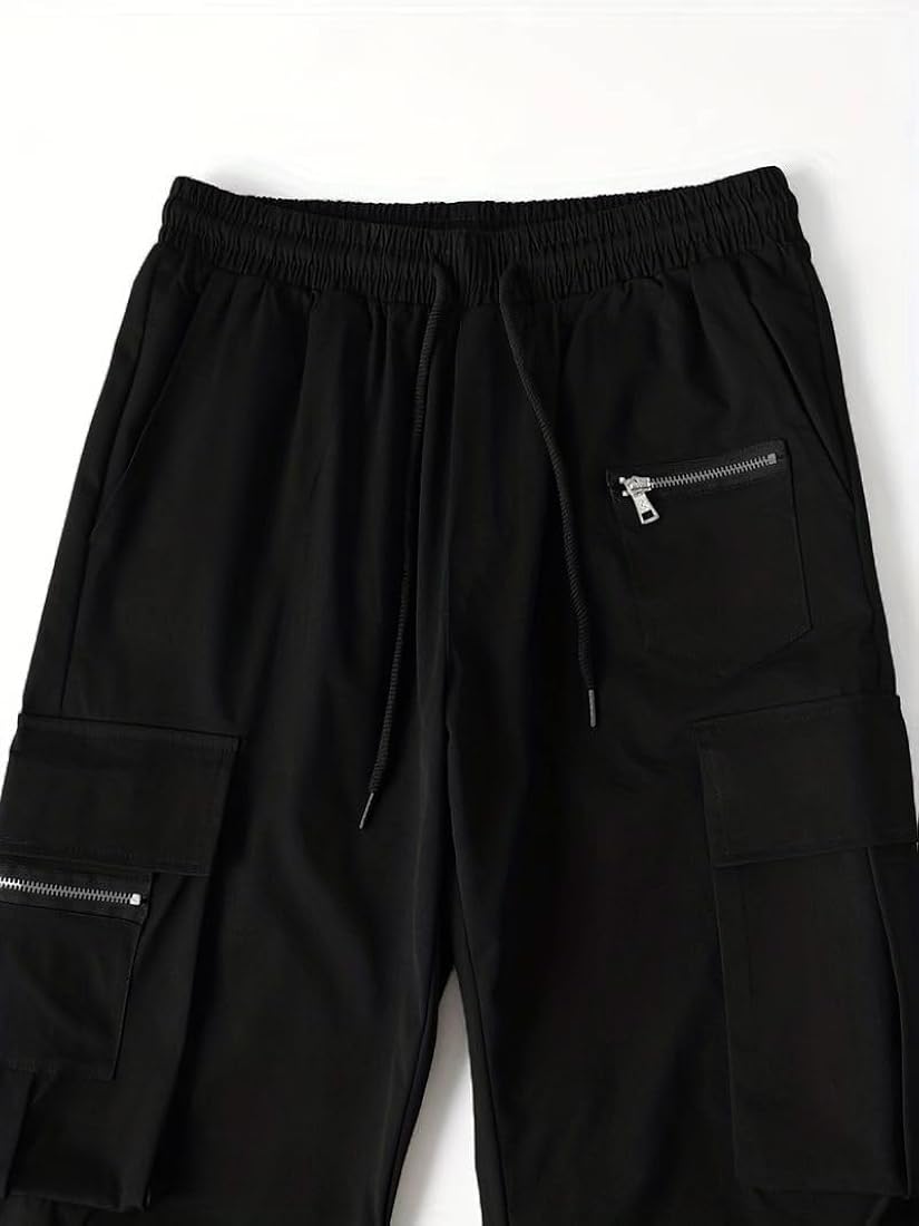 UrbanAura.Co Techwear Cargo Pants – Baggy Streetwear Fit | Hip-Hop Drawstring Pants for Men