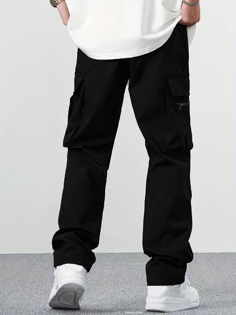 UrbanAura.Co Techwear Cargo Pants – Baggy Streetwear Fit | Hip-Hop Drawstring Pants for Men