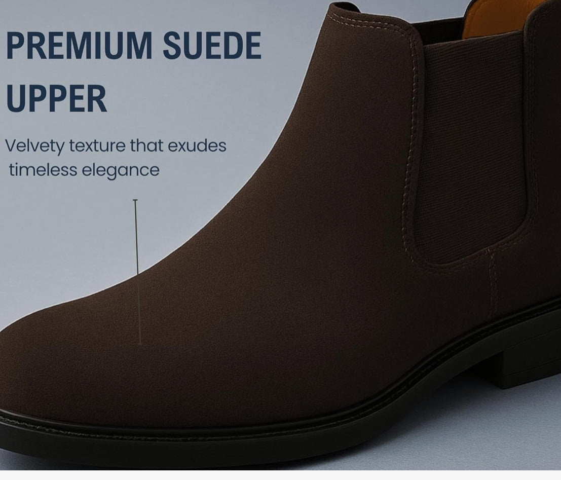 UrbanAura Suede Chelsea Boots for Men | Premium Slip-On | Comfortable High-Top Casual & Party Wear Footwear