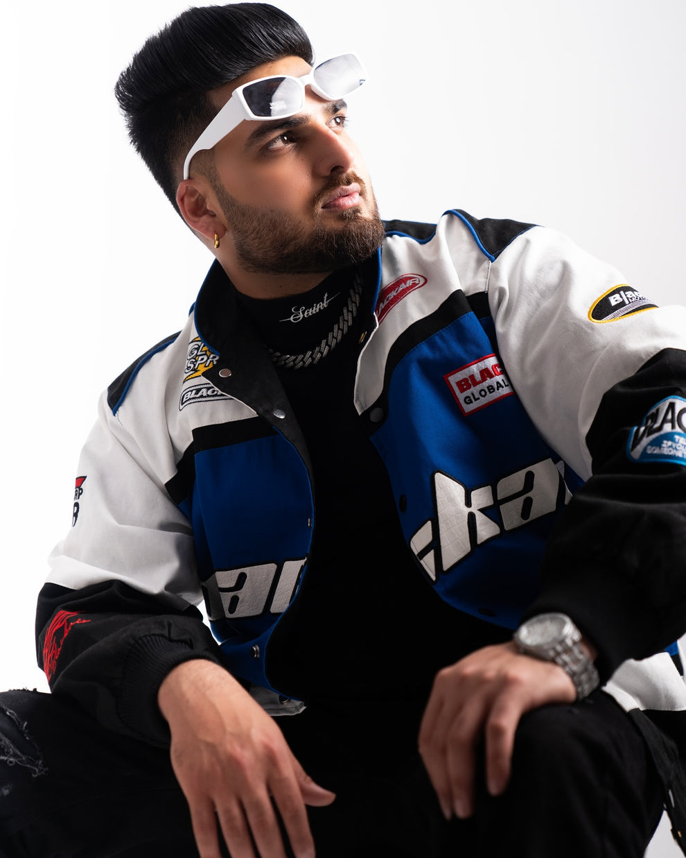 UrbanAura Black Air Motorsports F1 Tech Racer Jacket – Sleek Streetwear Meets Racing Energy