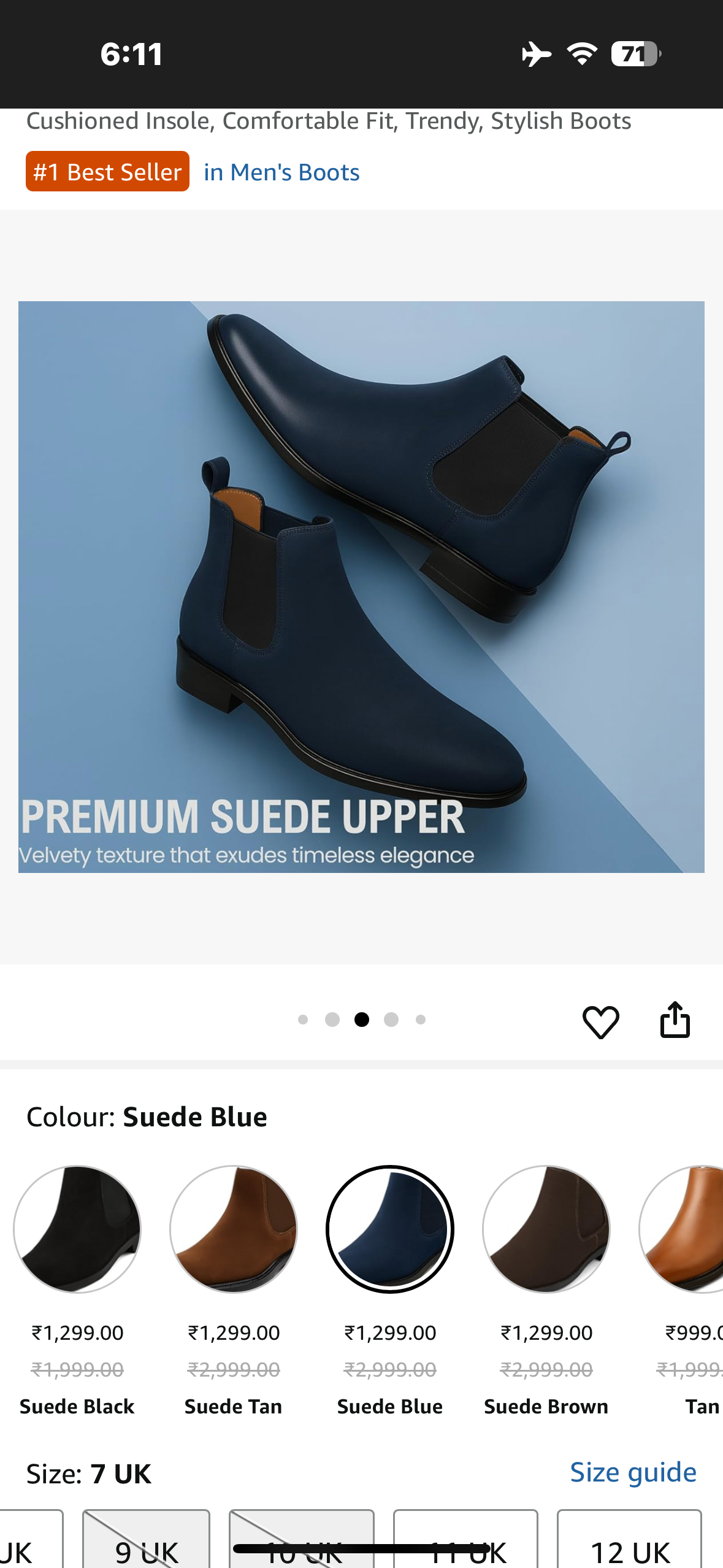 UrbanAura Suede Chelsea Boots for Men | Premium Slip-On | Comfortable High-Top Casual & Party Wear Footwear