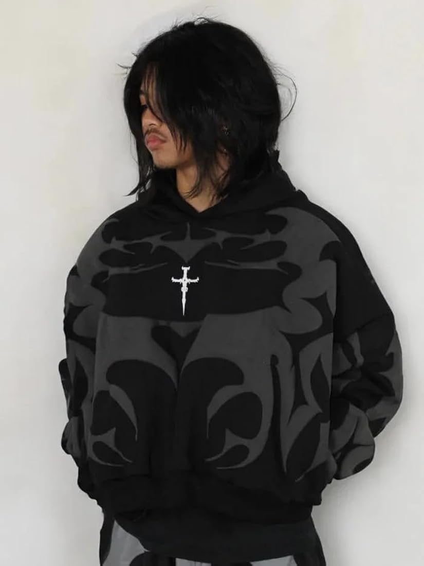 UrbanAura.Co – EXOTIX Depth Hoodie – Y2K Tribal Oversized Streetwear Essential